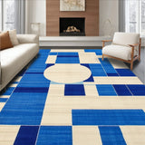 Geometric Blue Beige Area for(Blue)