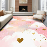 Whimsical Cloudscape with Floating Stars and Gentle Motifs (Pink)