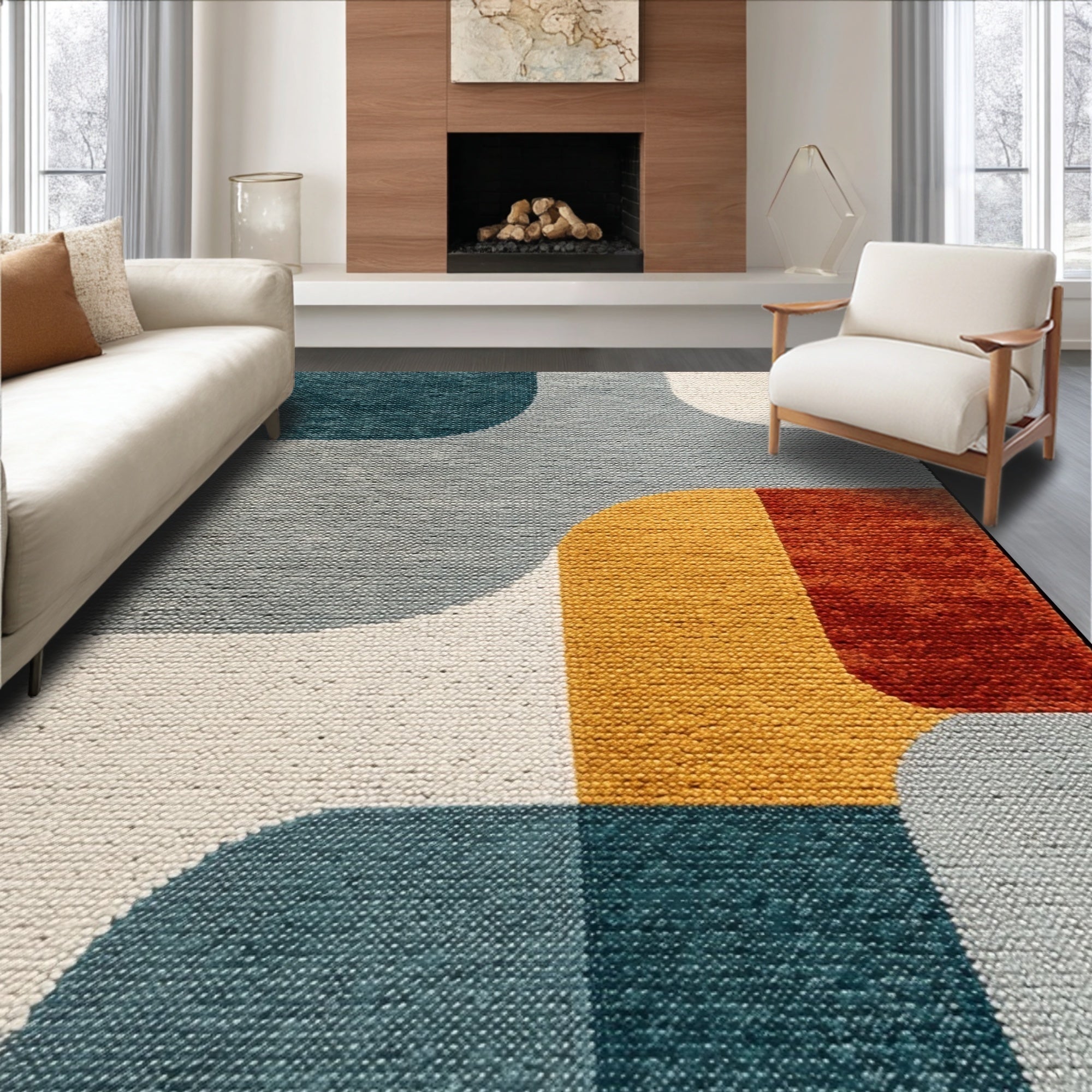 Ultra Soft Area Rug, Non Slip, Stain Resistant, Washable Area Rugs for Living Room, Bedroom, Washable Large Area Rug for Dining Room with Minimal Design(Gray)