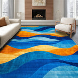 Artistic Area Featuring Enchanting Blue and Orange Waves Design(Blue)