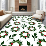 Holly Wreath Motif Area with Festive Berry Accents(White)