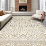 Boho Chic Area Featuring Abstract Diamond Lattice and Faded Tribal(Beige)