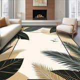 Chic Patterned RV Mat with Tropical Foliage Design for Indoor(Beige)