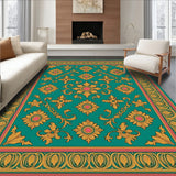 Floral Damask Tapestry Handwoven Walkway Textile(Gold)