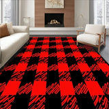 Rustic Buffalo Featuring Large Interlocking Squares(Red)