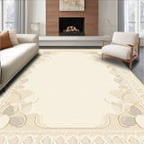 Neutral Elegance Edge Area with Delicate Wave Motif(Beige)