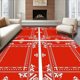 Holiday Patchwork Tartan with Whimsical Snow Crystal Flourishes(Red)