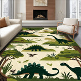 Dinosaur Dig Area Rug Prehistoric Play Mat for Kids Dino Count & Learn Carpet(Green)