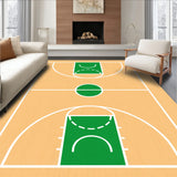 Basketball Court Wood Floor Green Key White Lines(Beige)