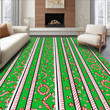 Classic Cane Stripe Walkway Cover with Peppermint Swirl Design(Green)