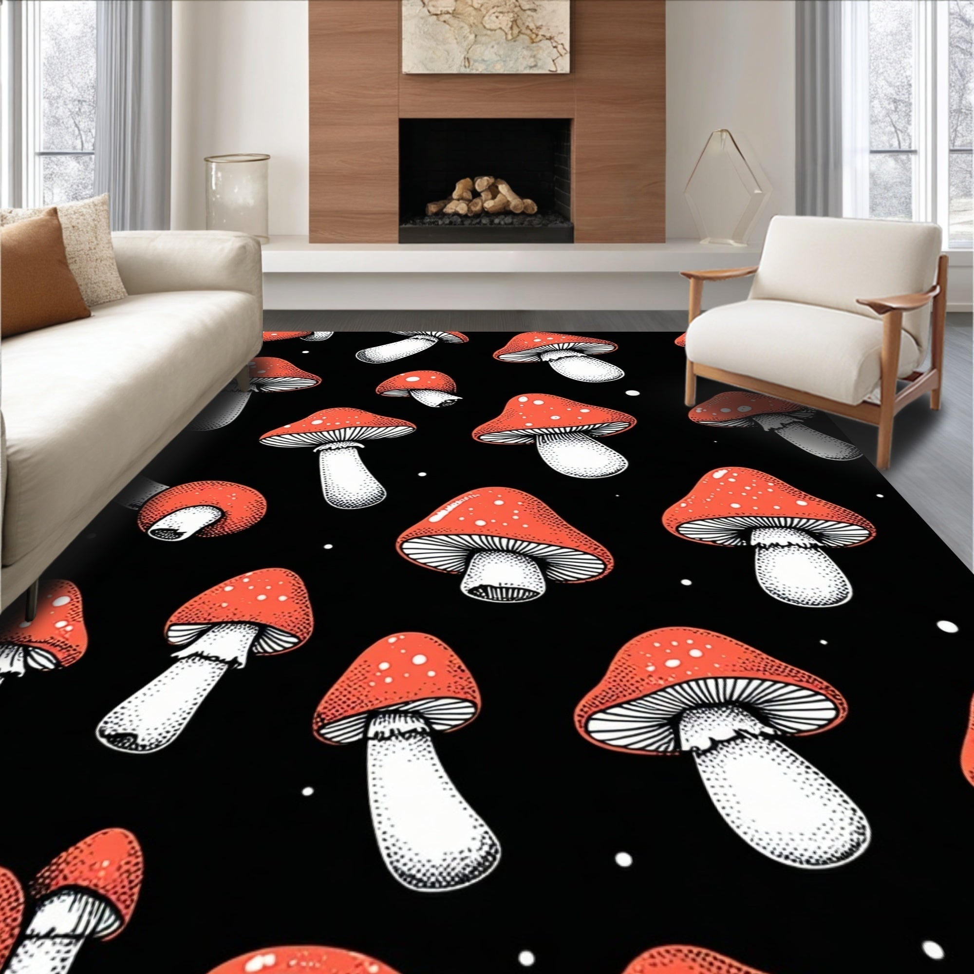 Ultra Soft Area Rug, Non Slip, Stain Resistant, Washable Area Rugs for Living Room, Bedroom, Elegant Black Memory Foam Office Floor Mat(Red)