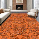 Harvest Vine Scrollwork with Stylized Maple Motifs and Ornate Baroque Flourish(Orange)