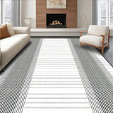 Ink & Linen Stripe Woven Graphic Linear Art Floor Mat(Black)