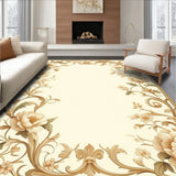 Artisan Inspired Mouse with Vintage Beige Garden Motif and Scroll Border(Beige)