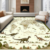 Beige Dinosaur with Classic World Map Design and Earth Tones(Brown)