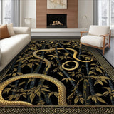 Vibrant Retro Snakes and Leaves(Black)