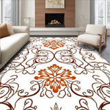 Floral Damask Design with Interlocking Vines and Ornamental Petal Scrolls(Brown)