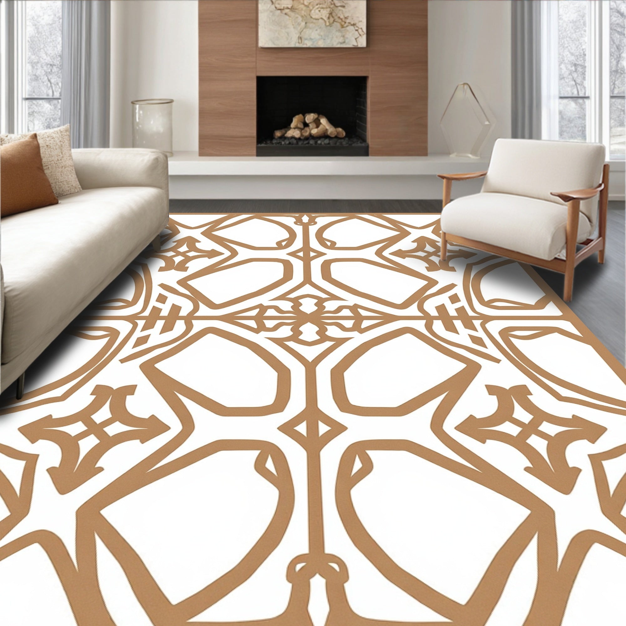 Contemporary Interlocking Latticework with Abstract Southwestern (Brown) - ODIKA