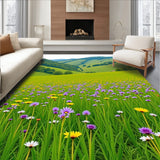 Pastoral Meadow Wildflower Harvest Valley Tranquil Scenic Landscape(Green)