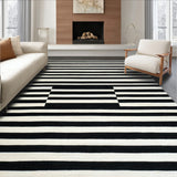 Contemporary Contrast Stripe Featuring Bold Black and White Banding Designs(Black)