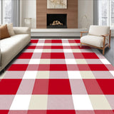 Farmhouse Gingham Yuletide Decorative Floor Covering(Red)