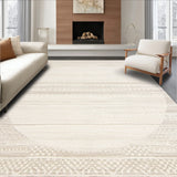 Artisan Woven Round Ivory & Light Beige Textured Floor Circle Area(Beige)