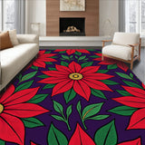 Vintage Poinsettia Floral Holiday Tapestry with Blooming Petals(Red)