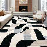 Contemporary Geometric Arc Stylish Black Cream Patterned Area(Black)