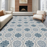Elegant Interlocking Medallion Trellis Artistic Mid Design(Blue)