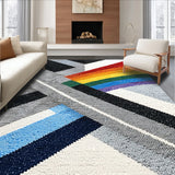 Ultra Soft Area Rug, Non Slip, Stain Resistant, Washable Area Rugs for Living Room, Bedroom, Abstract Ultra-Thin Geometric(Gray)