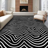 Luxurious Arch Wave Micro Loop Textured Contemporary (Black)