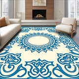 Cascade Ombre Medallion with Watercolor Flourish Motifs(Blue)