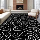 Elegant Spiral Swirl Plush Texture Accent with Curves(Black)