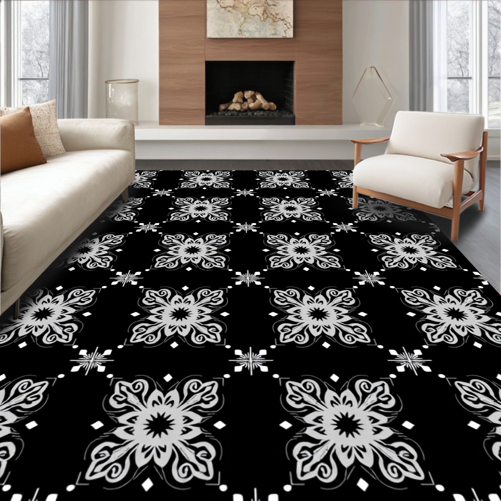 Elegant Damask Victorian Ornate Decorative (Black) - ODIKA