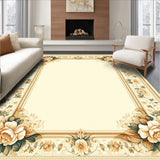 Elegant Beige Floral Border Timeless Geometric Design(Beige)