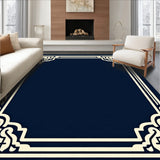 Art Inspired Interlocking Fretwork with Subtle Medallion Border(Blue)