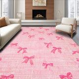 Ultra Soft Area Rug, Non Slip, Stain Resistant, Washable Area Rugs for Living Room, Bedroom, Aesthetic Pink Bows Soft Carpet for Rooms Coquette Area Rug(Pink)