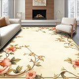 Elegant Scrollwork with Subdued Beige Tones and Garden Detailing(Beige)