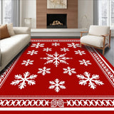 Festive Holiday Snowflake Doormat Entrance Welcome Yuletide(Red)