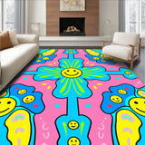 Vibrant Smiling Bloom Motif Featuring Playful Floral Faces (Pink)