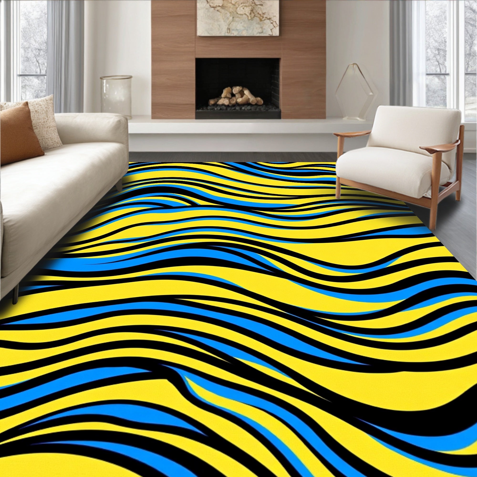 Abstract Wave Ripple with Flowing Curved Lines(Yellow) - ODIKA