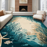 Coastal Starfish Beige Dark Turquoise Ocean Life Accent(Blue)