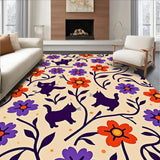 Festive Cat Silhouettes with Floral Embellishments Half Moon(Beige)