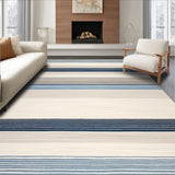 Textured Stripe Beige Blue Area(Beige)