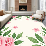 Blooming Rose Garden Anti Slip Floor with Delicate Petals(Pink)
