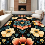 Ultra Soft Area Rug, Non Slip, Stain Resistant, Washable Area Rugs for Living Room, Bedroom, Vintage Floral Dining Room Washable Carpet(Red)