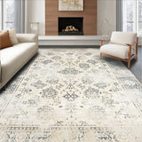 Classic Distressed Featuring Beige Base and Grey Toned Intricate Latticework(Beige)