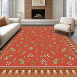 Vintage Floral with Stylized Fern and Berry Accents(Red)