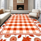 Windowpane Check with Autumn Botanical Border Accents(Red)