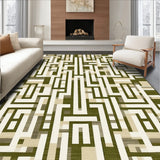 Olive Beige Area Versatile Style Non Shed Weave Fringed Borders(Green)